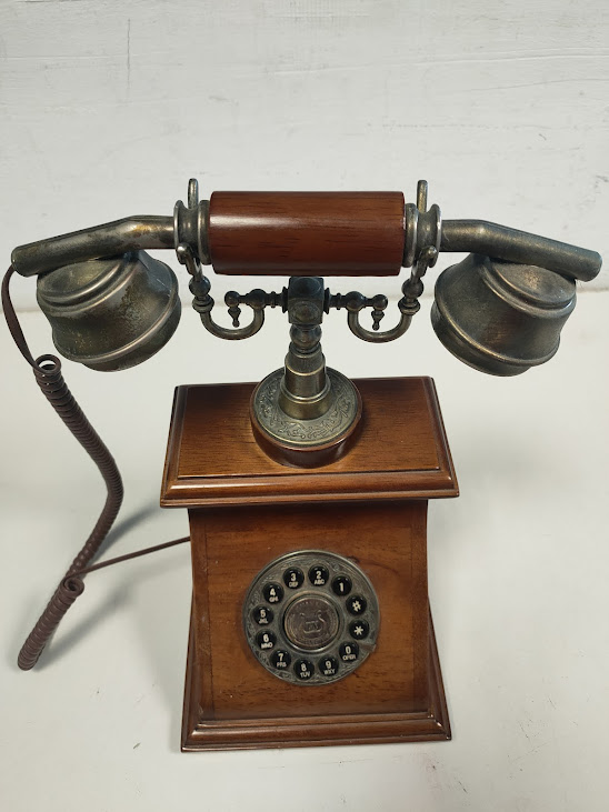 Riproduzione Telefono Fisso in Stile Vintage/Retrò in Legno Massello