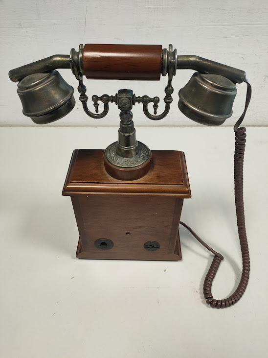 Riproduzione Telefono Fisso in Stile Vintage/Retrò in Legno Massello