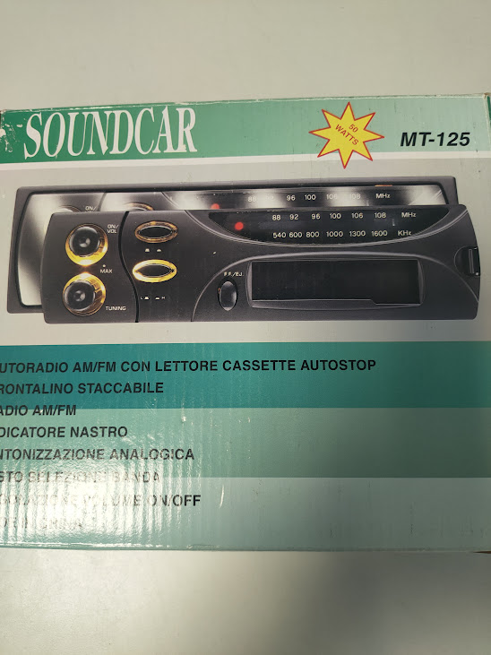 Autoradio con Lettore Cassette Soundcar Modello MT-125 vintage Anni '80