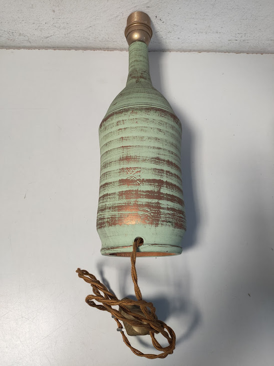 Base per Lampada da Tavolo in Terracotta a Forma di Bottiglia Vintage Anni '70