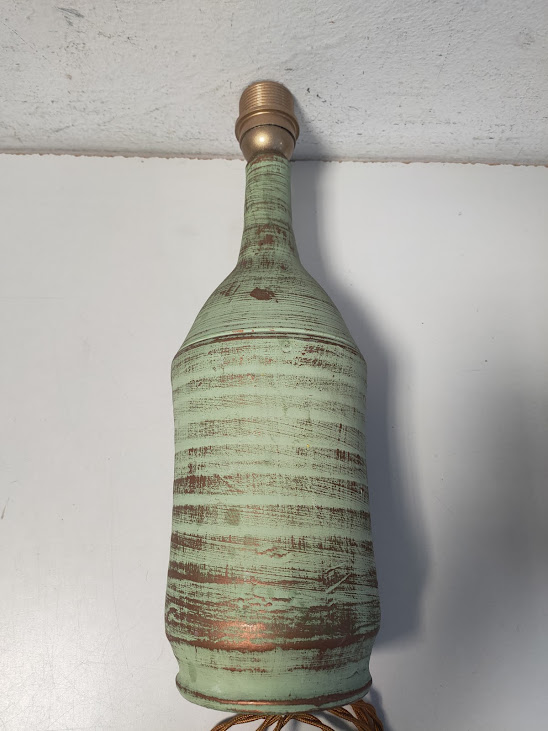 Base per Lampada da Tavolo in Terracotta a Forma di Bottiglia Vintage Anni '70