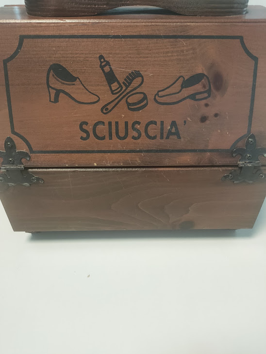 Cassetta Porta Lustrascarpe in Legno, Comunemente Chiamata Sciuscià vintage Anni '80