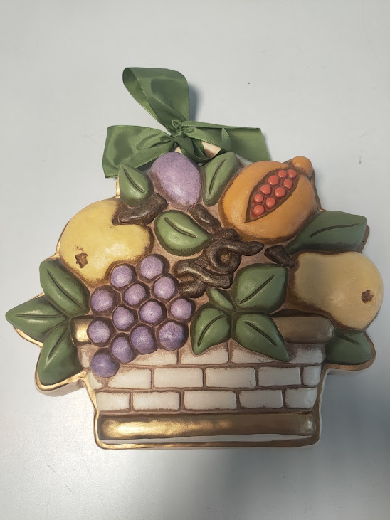 Ceramica da Parete della THUN Decorativa Raffigurante un Cesto di Frutta Anni 2000