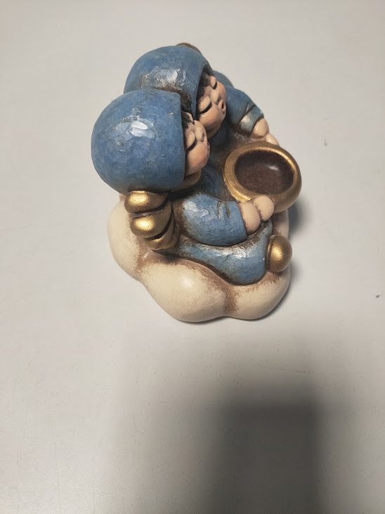 Coppia di Angioletti Cantanti in Ginocchio su una Nuvola della Thun Vintage Anni 2000