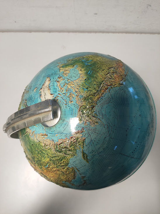 Mappamondo Luminoso con Rilievo Realizzato in Plastica da "Rico" Vintage Anni '70