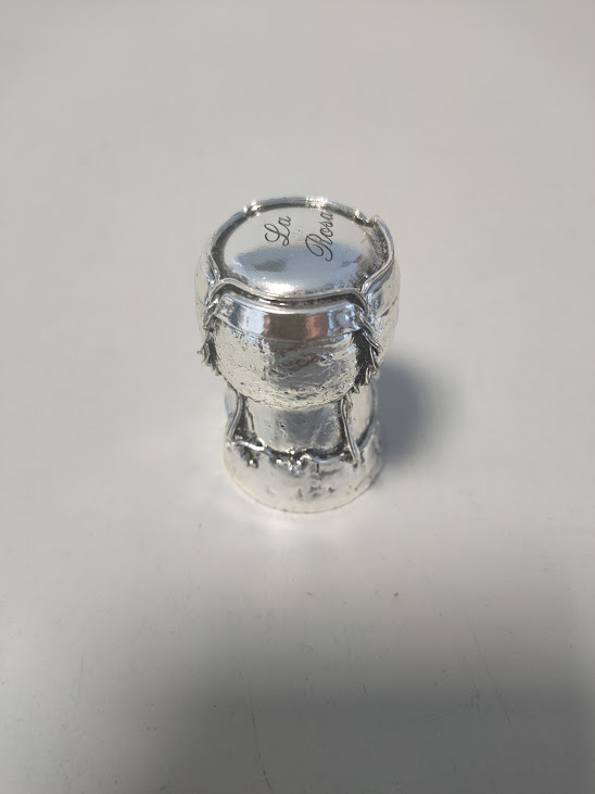 Oggetto Decorativo a Forma di Tappo da Spumante/Champagne Laminato in Argento