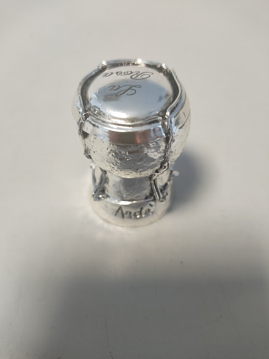 Oggetto Decorativo a Forma di Tappo da Spumante/Champagne Laminato in Argento