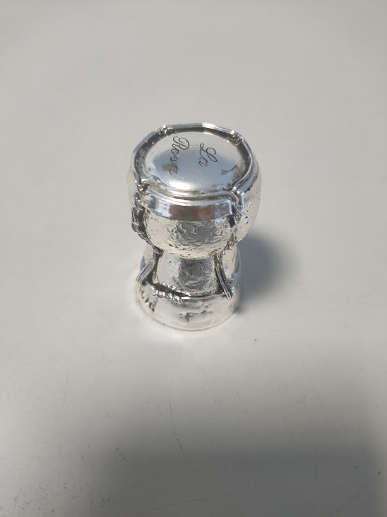 Oggetto Decorativo a Forma di Tappo da Spumante/Champagne Laminato in Argento