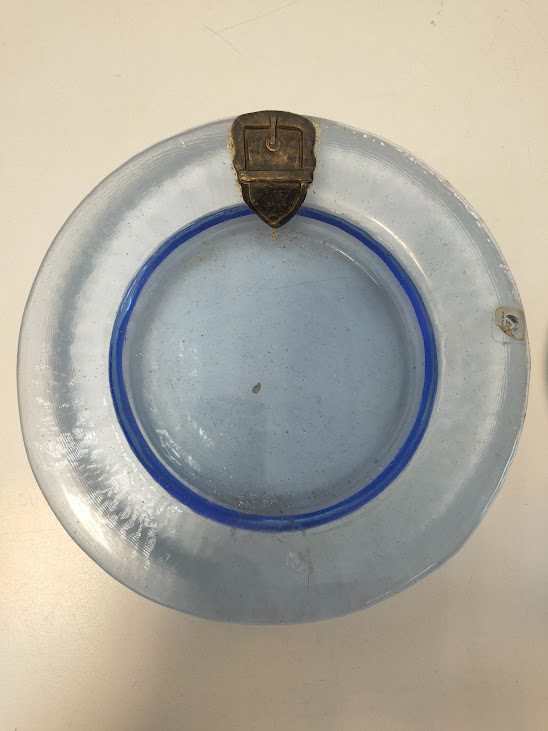Piatti o Svuotatasche in vetro azzurro con bordo blu Vintage Anni '70