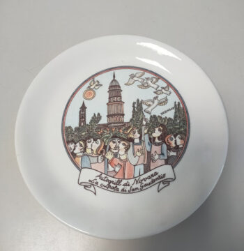 Piatto in Ceramica "De Simone Autogrill" Figurante la Cupola di San Gaudenzio Novara