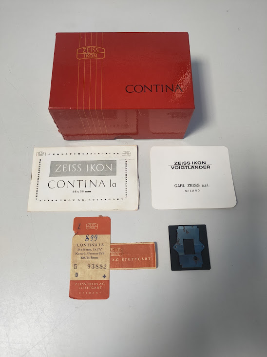 Scatola Zeiss Ikon Contina Ia Libretto di Istruzioni e Certificato