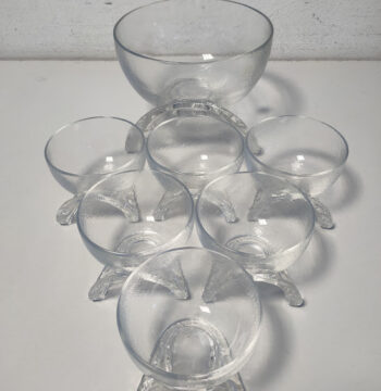 Set di 6 Ciotole più una da Portata in Cristallo Vintage Anni '70