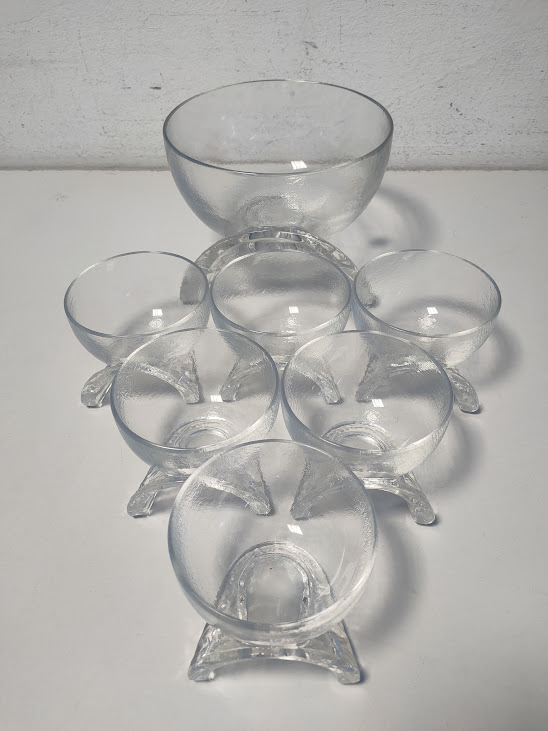 Set di 6 Ciotole più una da Portata in Cristallo Vintage Anni '70