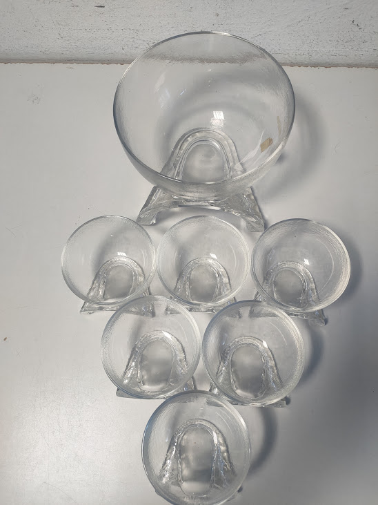 Set di 6 Ciotole più una da Portata in Cristallo Vintage Anni '70