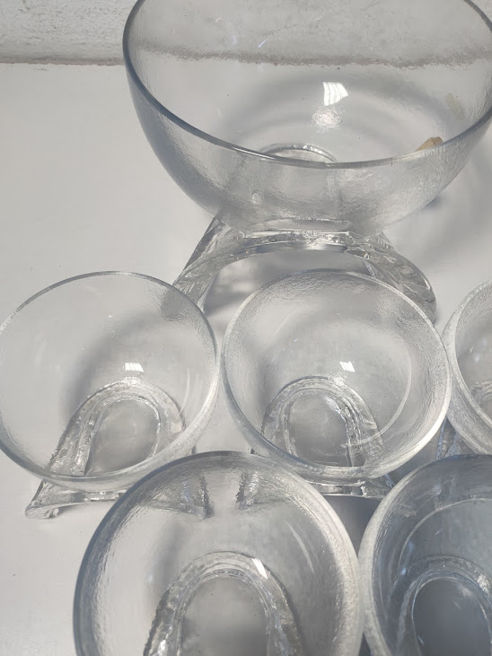 Set di 6 Ciotole più una da Portata in Cristallo Vintage Anni '70