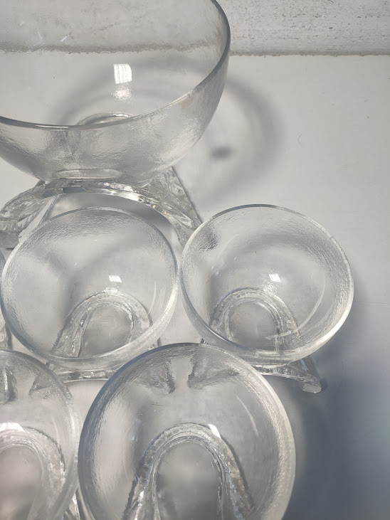 Set di 6 Ciotole più una da Portata in Cristallo Vintage Anni '70