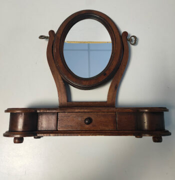 Specchiera Basculante Da Tavolo Legno Con Cassetto Artigianato Vintage Anni ‘60