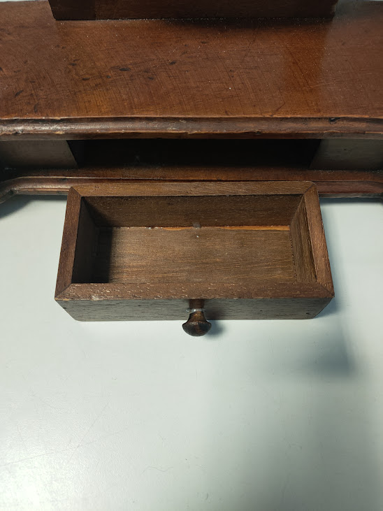 Specchiera Basculante Da Tavolo Legno Con Cassetto Artigianato Vintage Anni ‘60