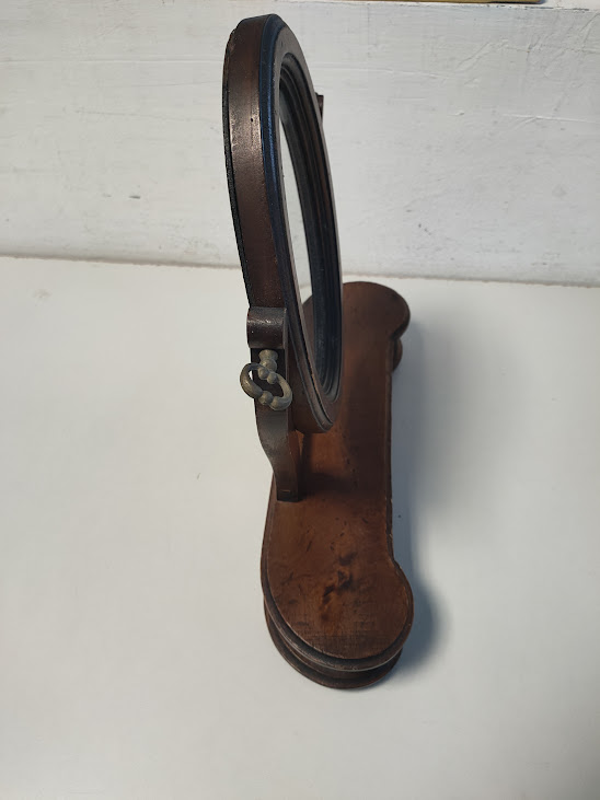 Specchiera Basculante Da Tavolo Legno Con Cassetto Artigianato Vintage Anni ‘60