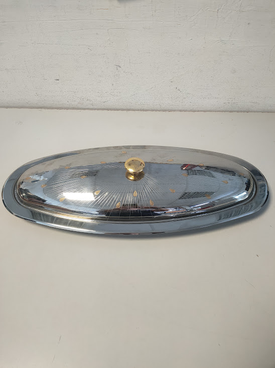 Vassoio Ovale da Portata con Coperchio in Acciaio Inox inossidabile 18/10 Anni 90